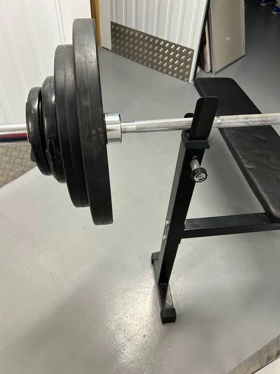 Adjustable Bench Press with Olympic weight set - Image 2