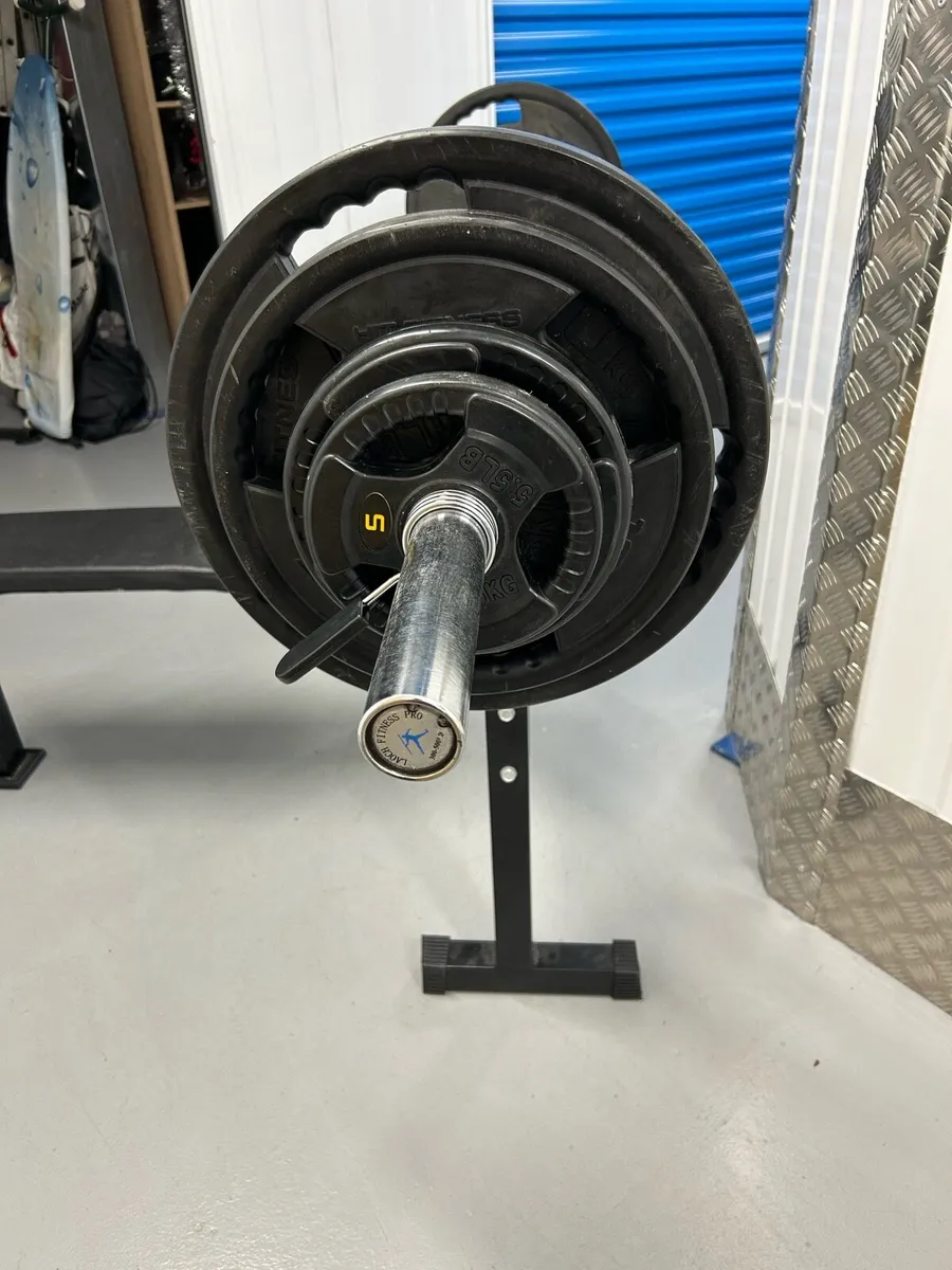 Adjustable Bench Press with Olympic weight set - Image 3