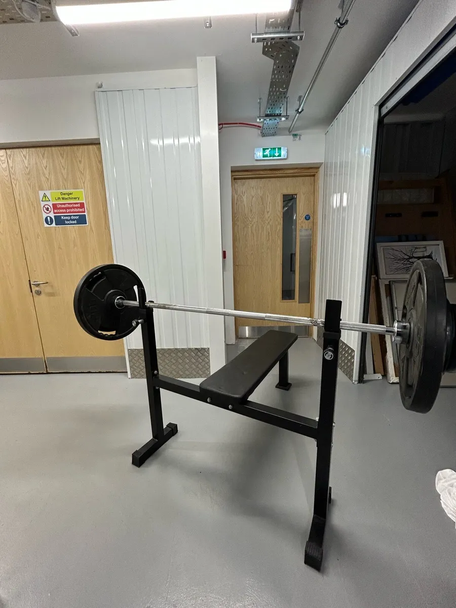 Adjustable Bench Press with Olympic weight set - Image 4