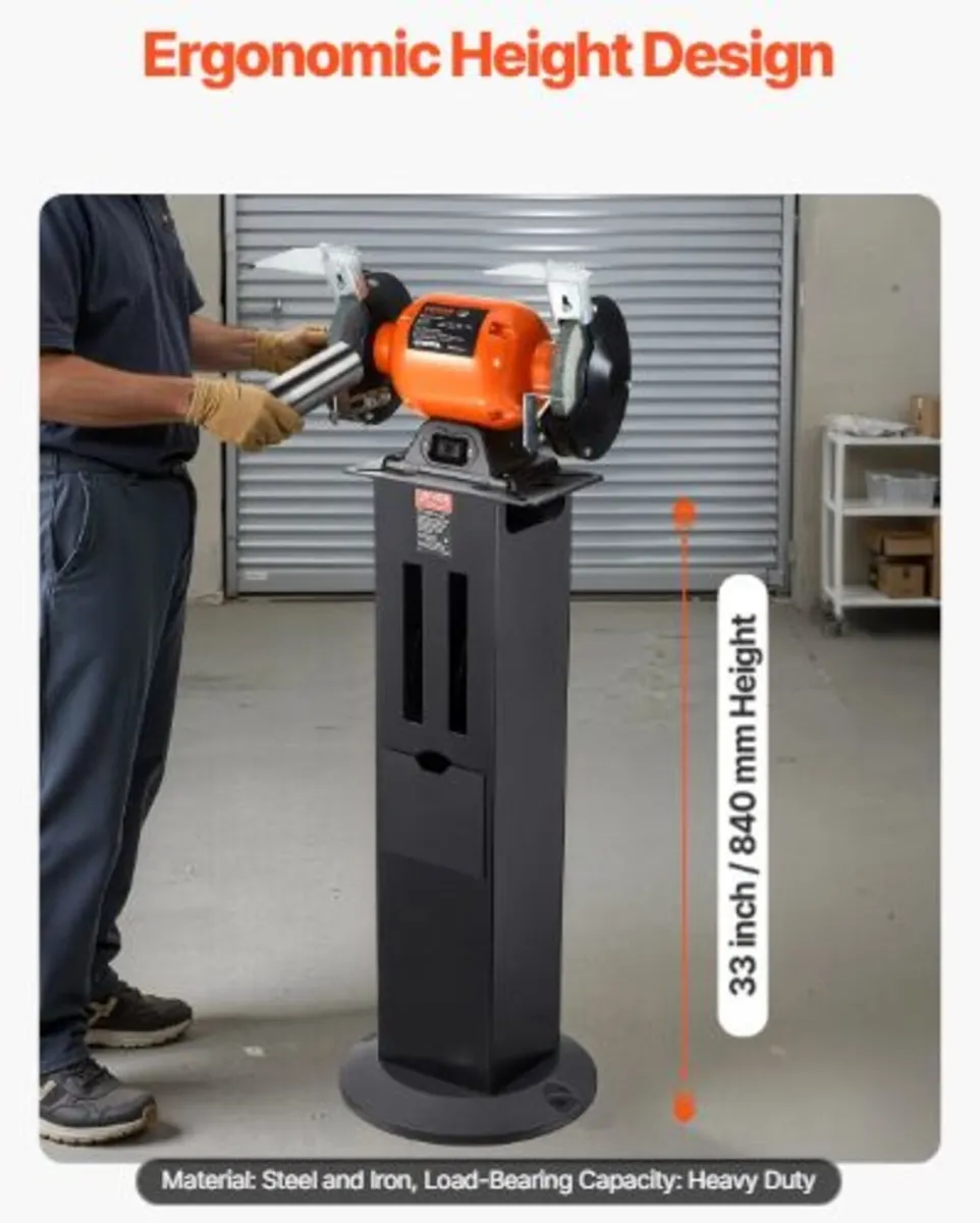 Bench Grinder Stand, Heavy-Duty Grinder and Vise - Image 3