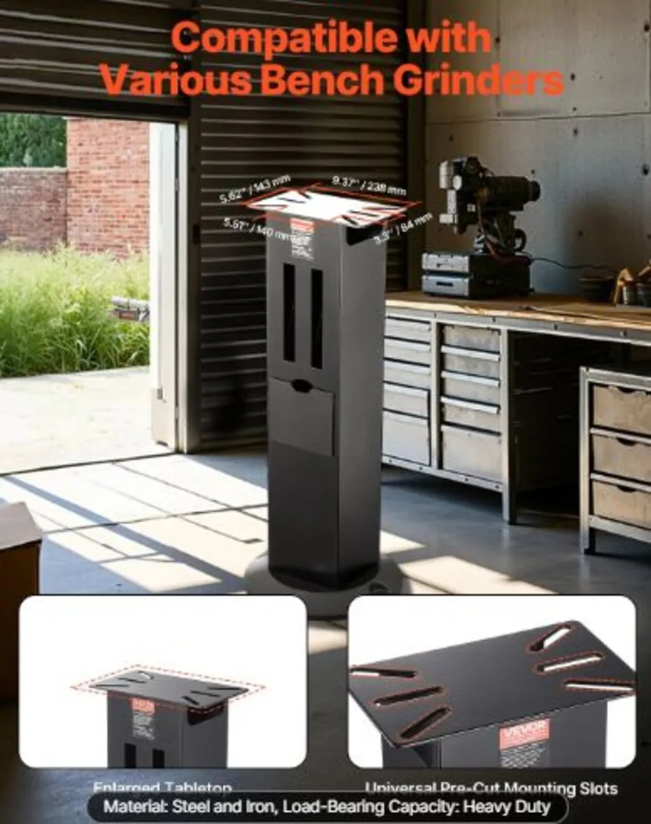 Bench Grinder Stand, Heavy-Duty Grinder and Vise - Image 2