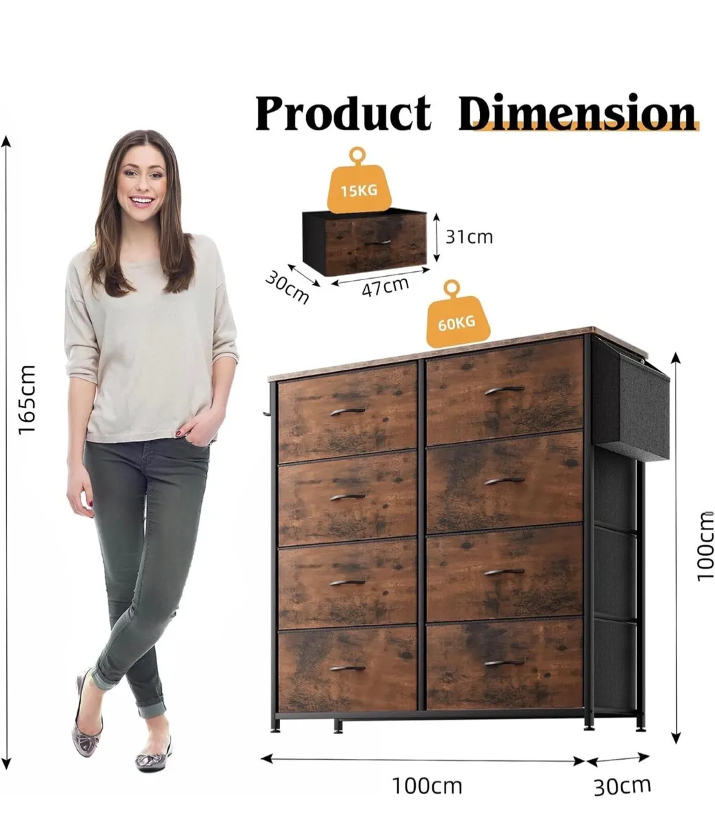 Fabric Chest of Drawers - Canvas Storage Unit with - Image 4