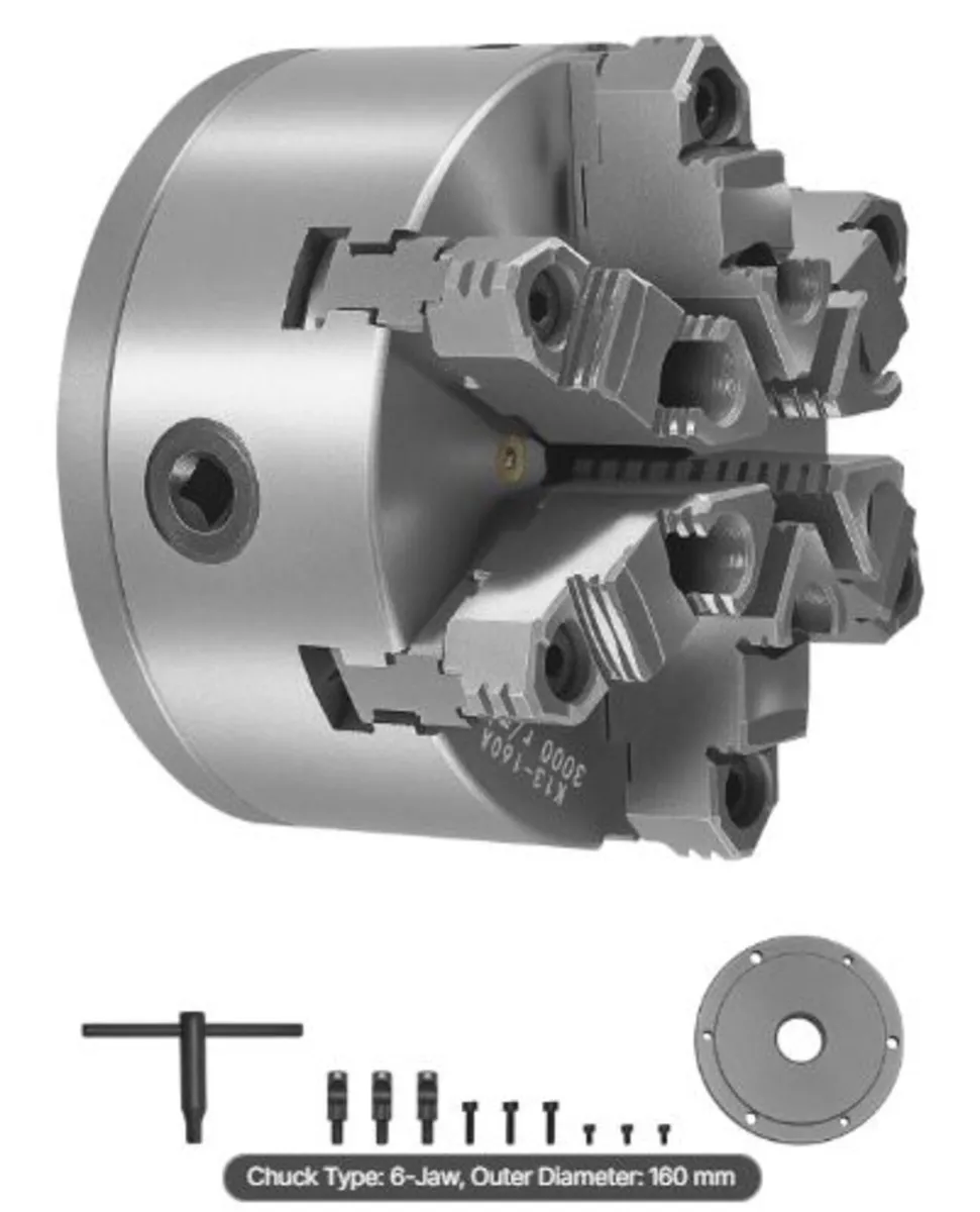6-Jaw Lathe Chuck, 6 Inch (160 mm), Self-Centering - Image 1