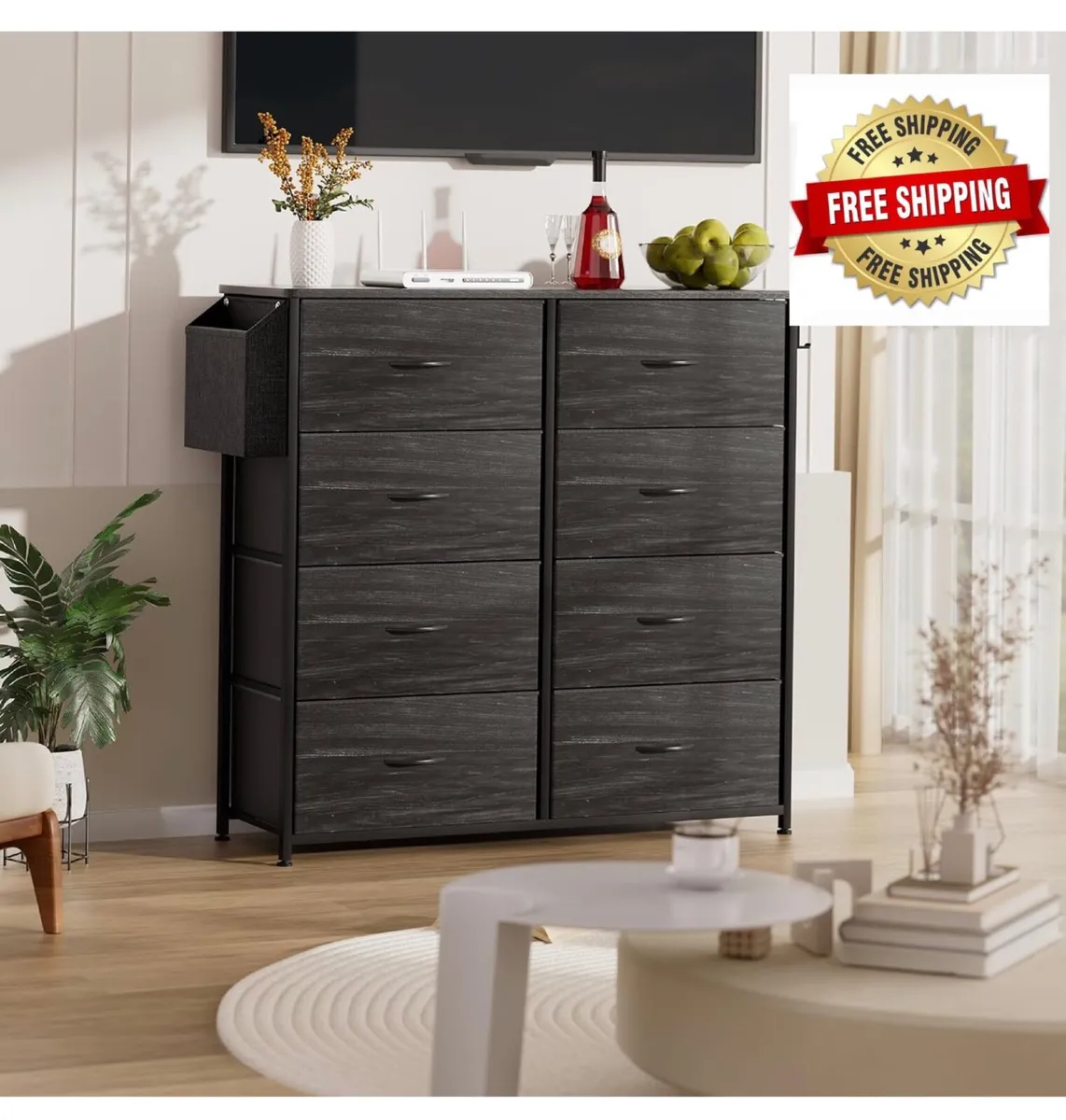 Fabric Chest of Drawers - Canvas Storage Unit with - Image 1
