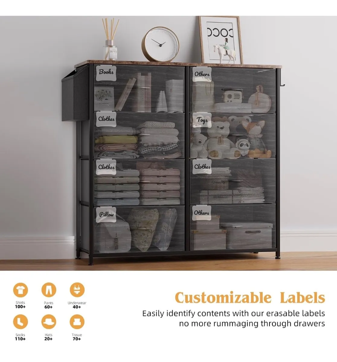 Fabric Chest of Drawers - Canvas Storage Unit with - Image 4