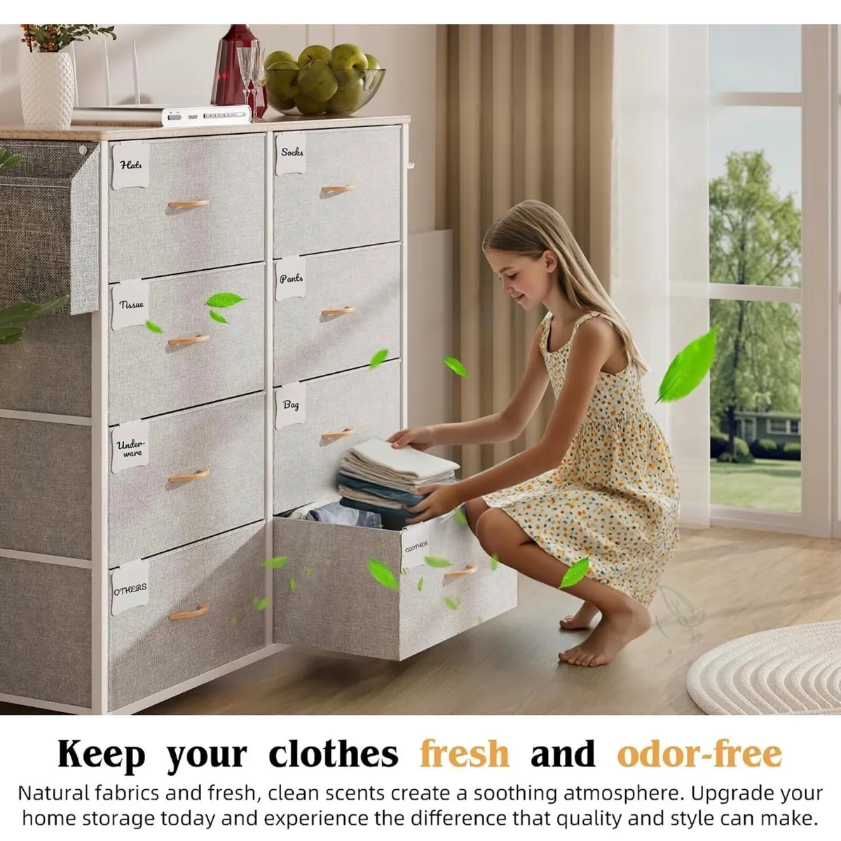 Fabric Chest of Drawers - Canvas Storage Unit with - Image 2