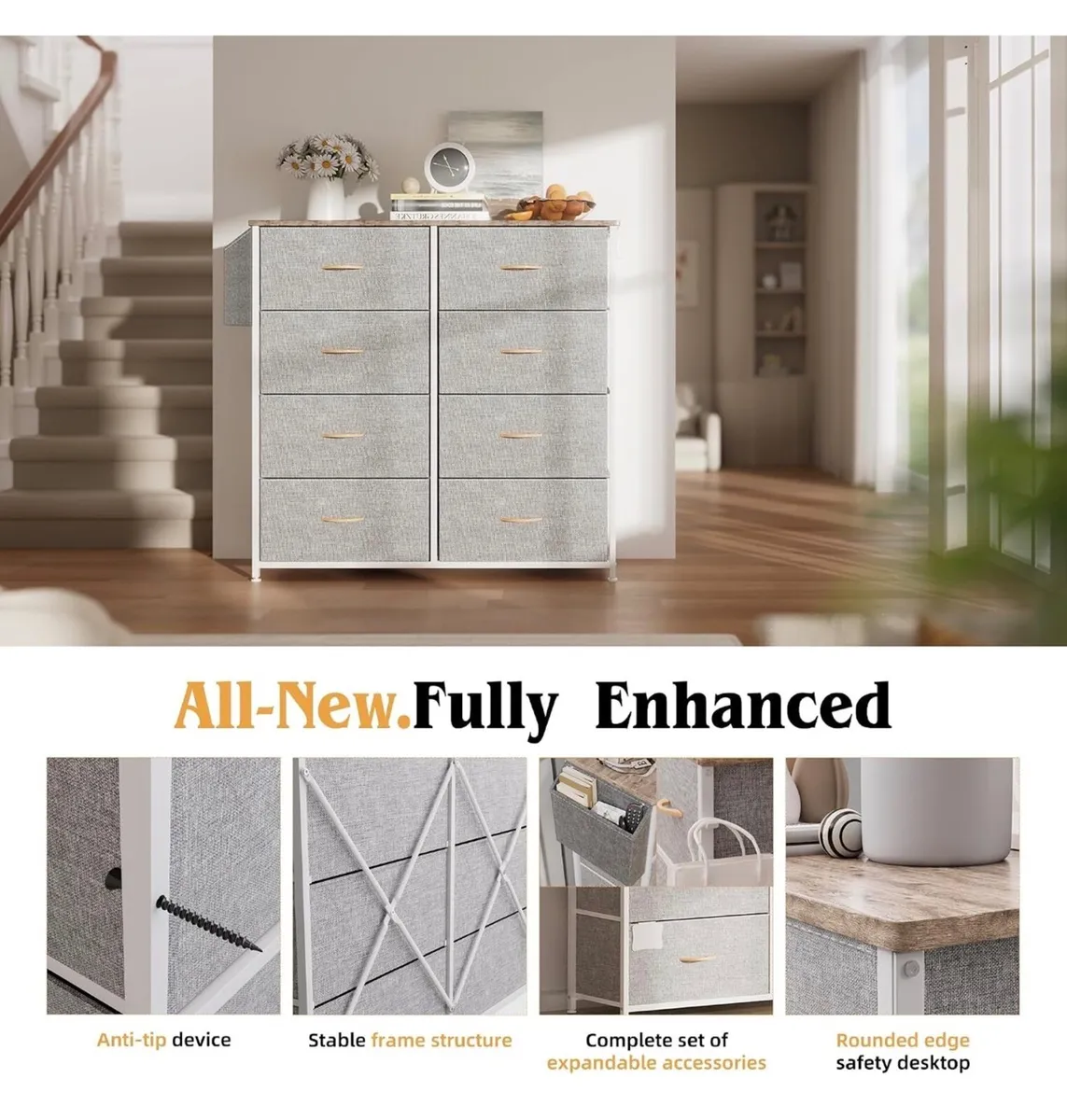 Fabric Chest of Drawers - Canvas Storage Unit with - Image 4