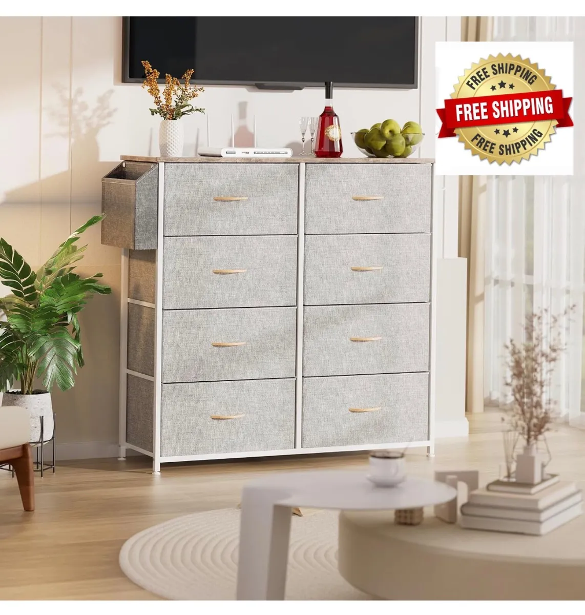 Fabric Chest of Drawers - Canvas Storage Unit with - Image 1