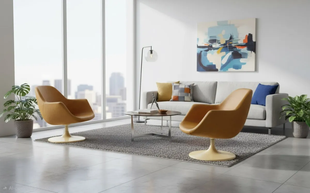 Tulip tub swivel chairs in tan - Image 3
