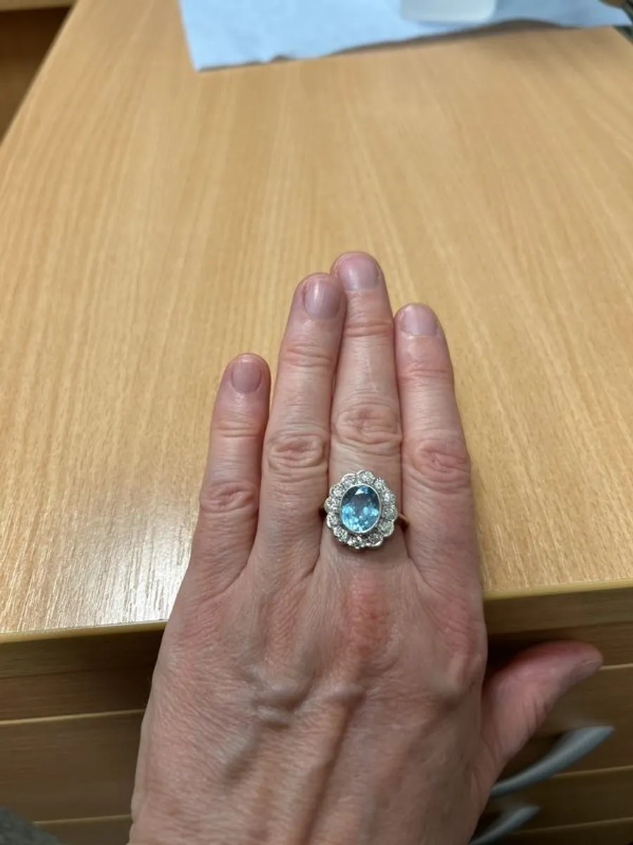 Diamond & Blue Topaz Ring - Image 4