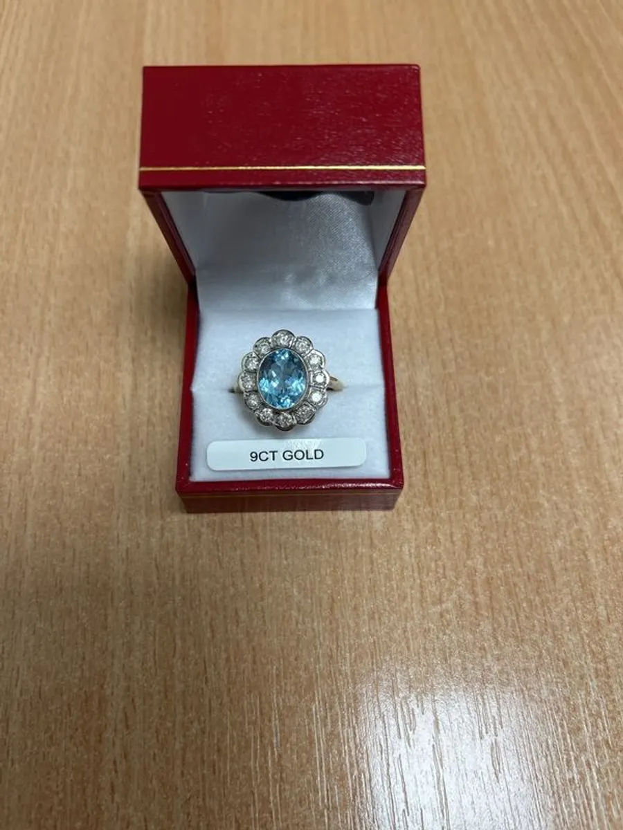 Diamond & Blue Topaz Ring - Image 1
