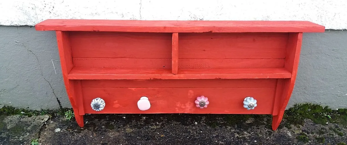 Rustic Cubby Box Shelf / Coat n Hat Rack - Image 2