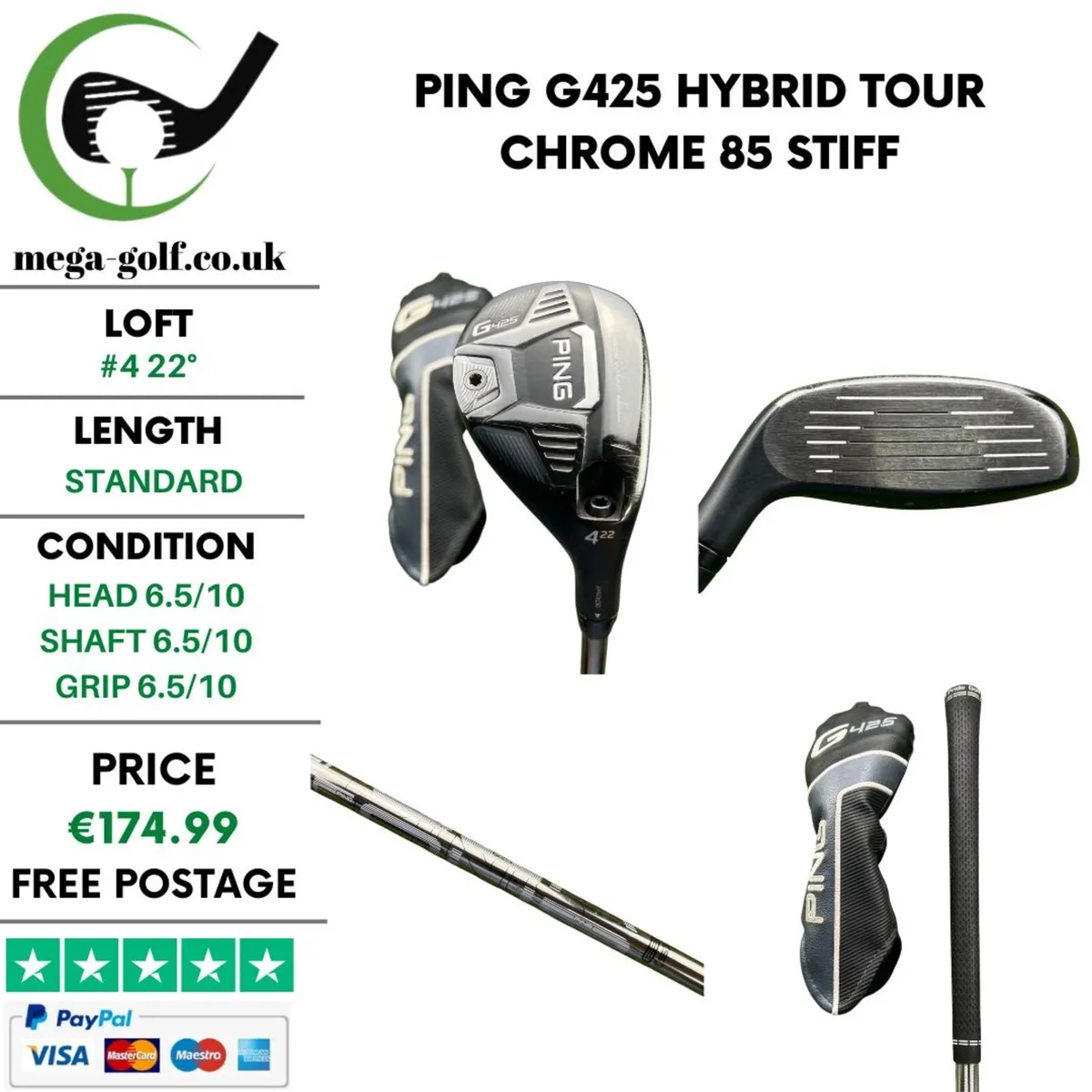 Ping G425 Hybrid / #4 22° / Tour Chrome 85 Stiff - Image 1