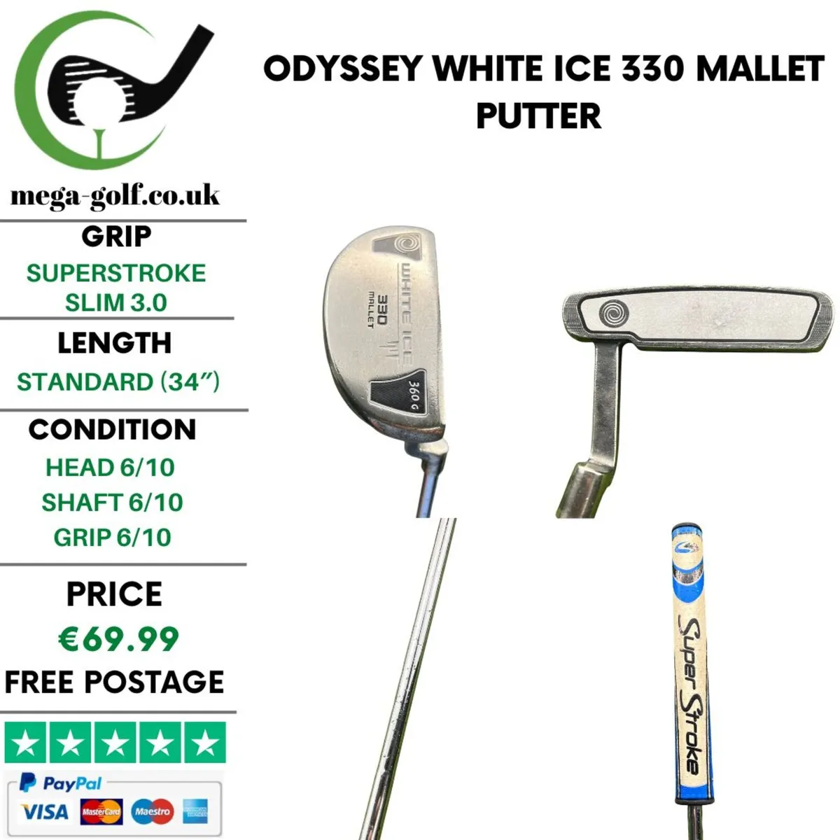 Odyssey White Ice 330 Mallet Putter / 34'' - Image 1