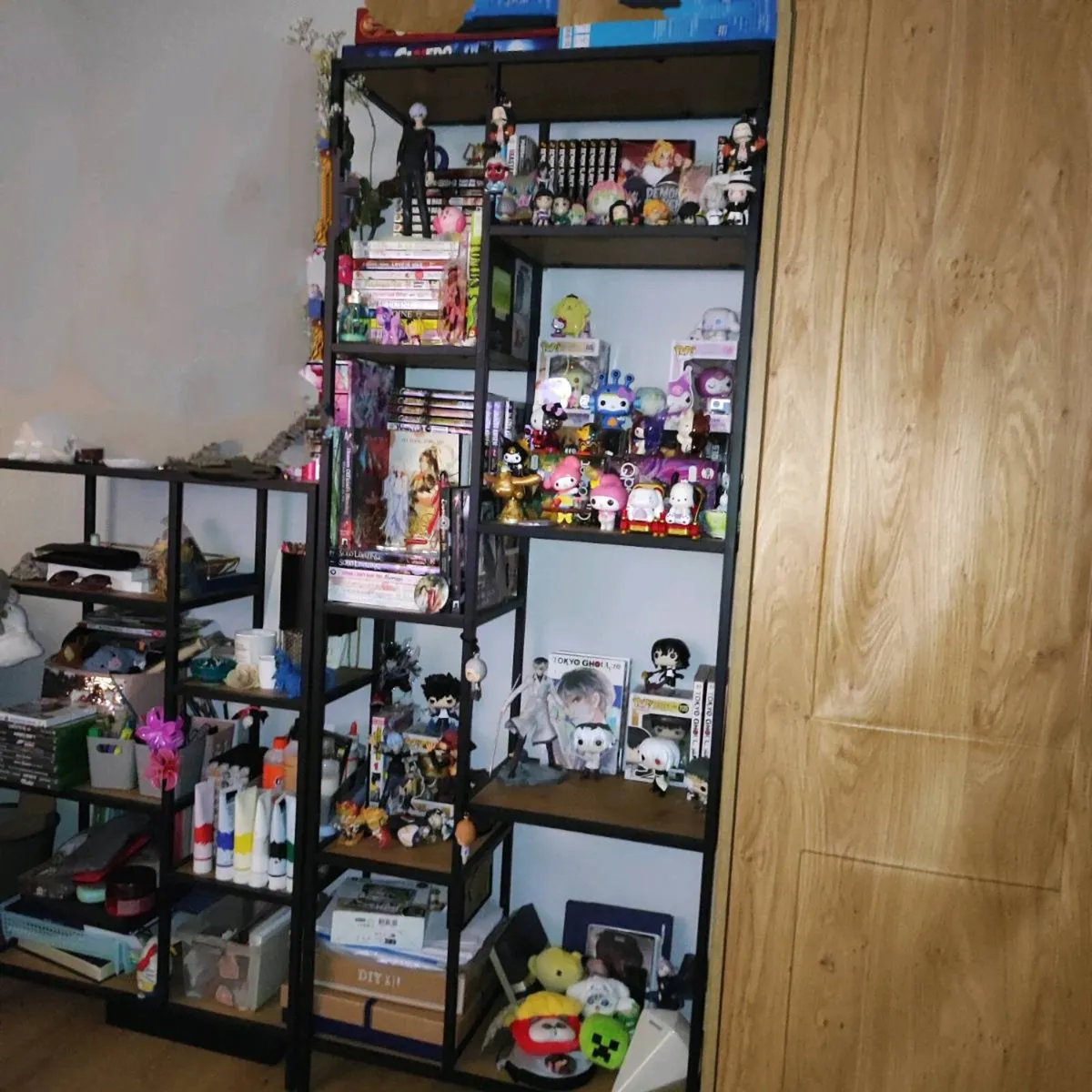 Two black shelves