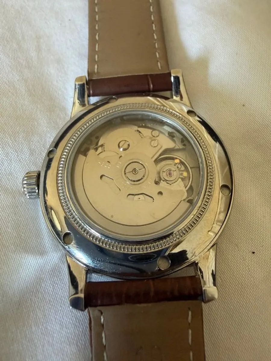 Stelfier Automatic GMT watch - brown leather strap - Image 1