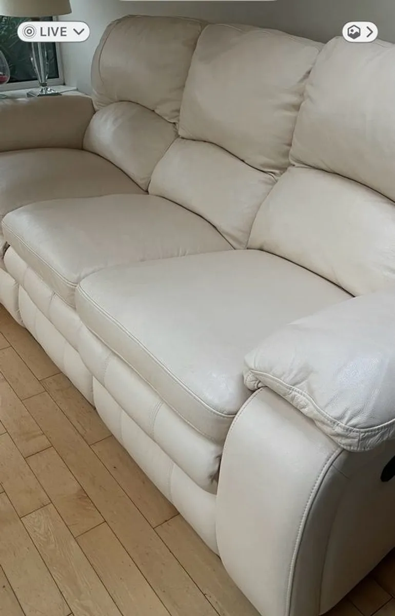 Cream Leather Suite 3 + 2 - Image 2