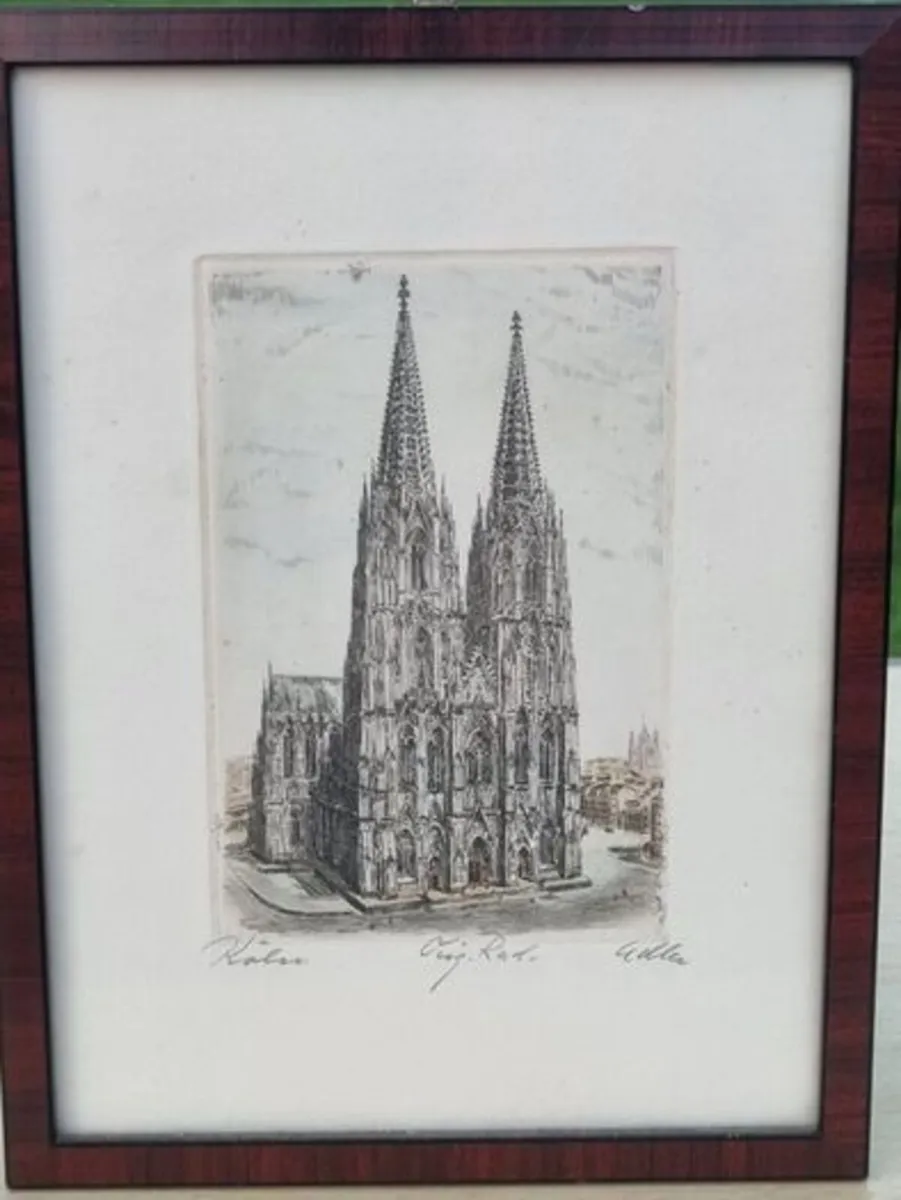 Etching of Cologne Cathedral by Richard Adler - Image 1