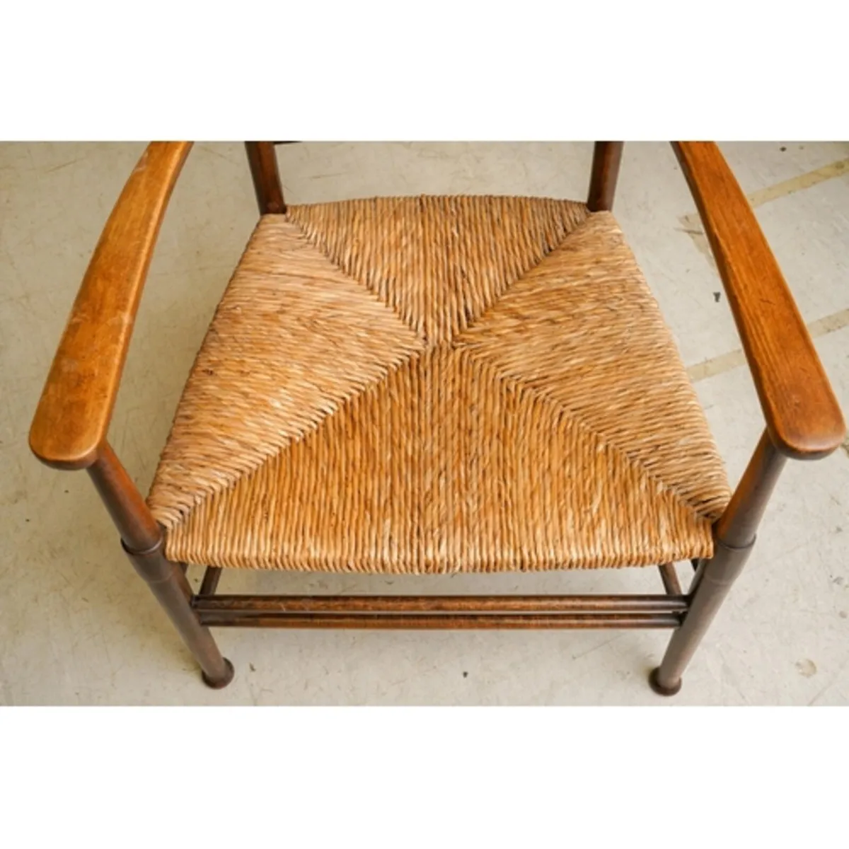 Arts and crafts rush seat occasional chair - Image 4
