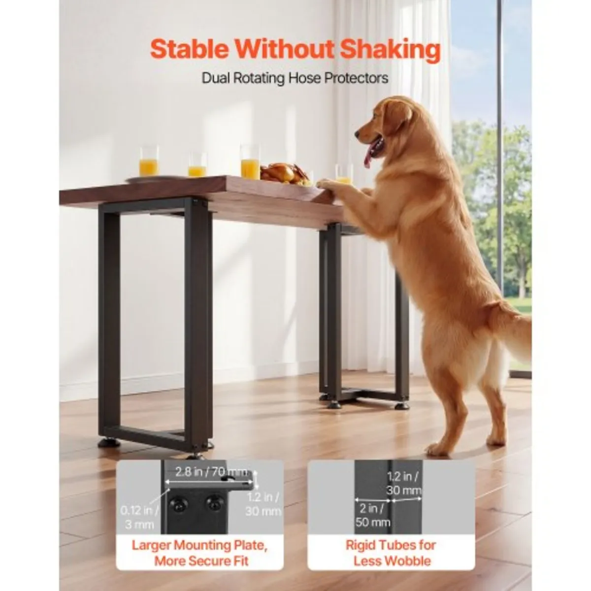 Table Legs, 29.1" H x 17.7" W Square T Shape Steel - Image 2