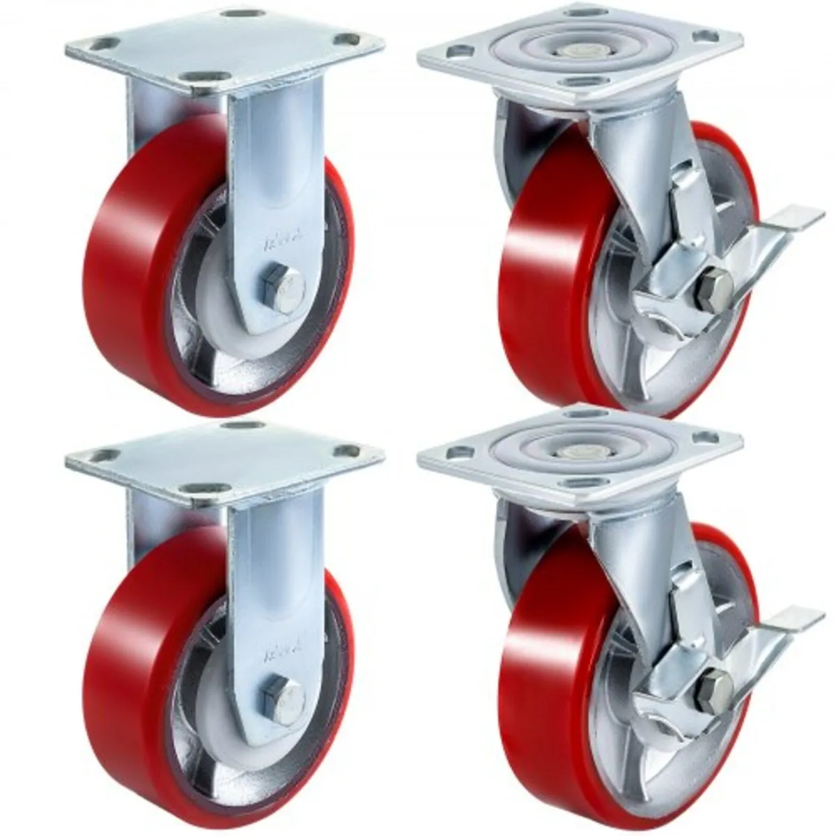 4 Pack 15.24 x 5.08 cm Caster Wheels 2 Rigid and 2 - Image 1
