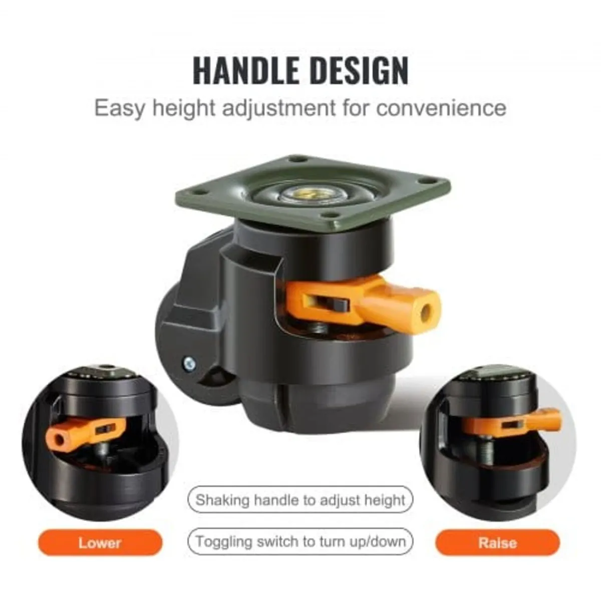 Leveling Casters, Set of 4, 499 kg Total Load Capa - Image 2