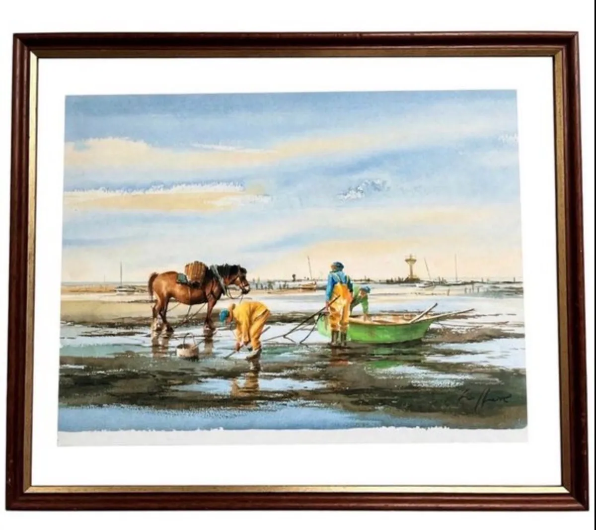 Vintage seaside wall hanging Cockle gatherers