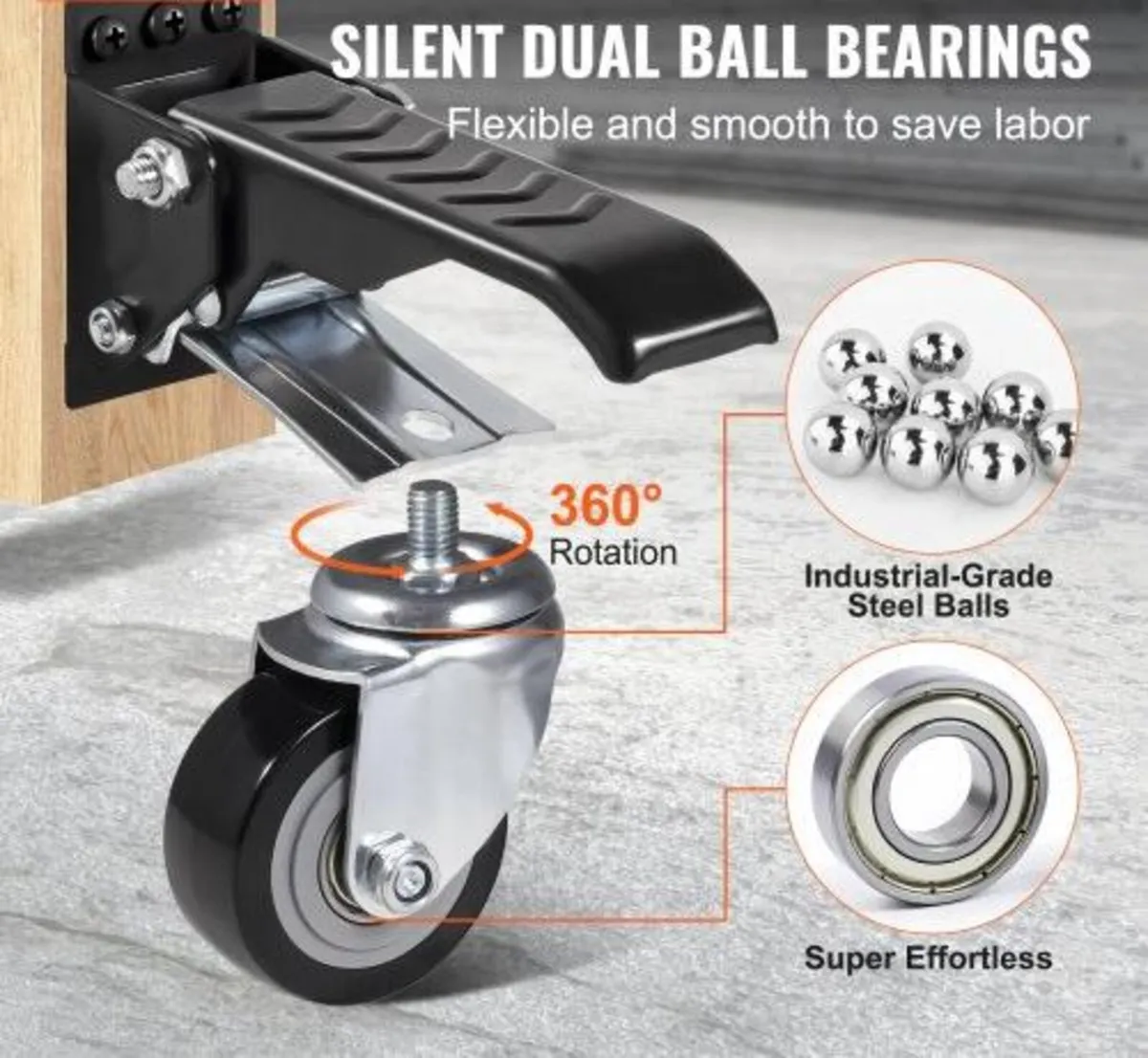 Workbench Caster Wheels, 74.8kg Load Capacity, Set - Image 2