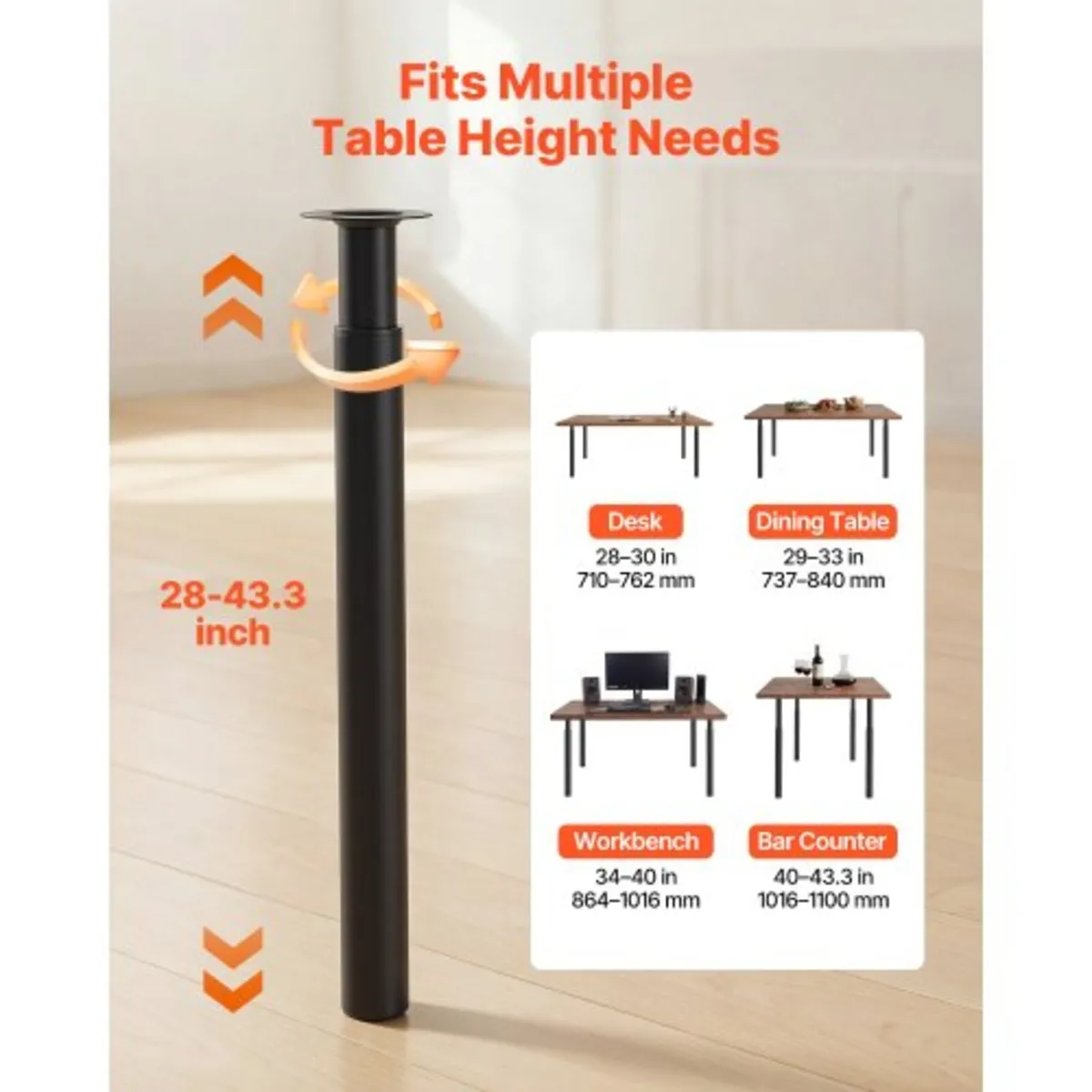 Adjustable Table Legs, 710-1100 mm Steel Furniture - Image 2