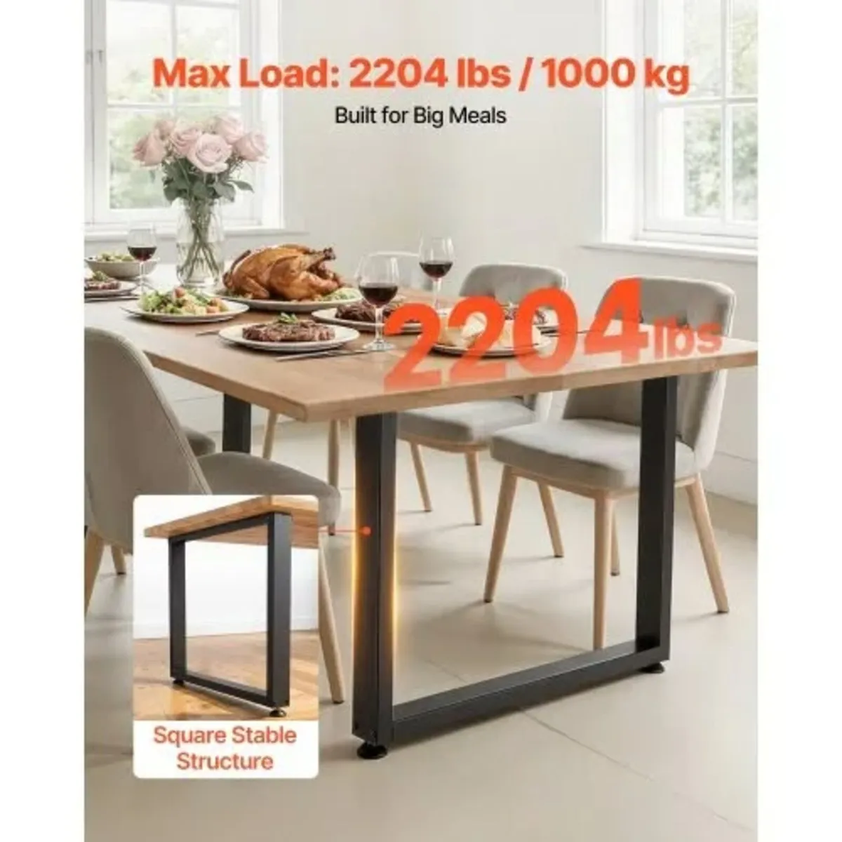 Table Legs, 750 x 900 mm (H x W) Square Steel Furn - Image 4