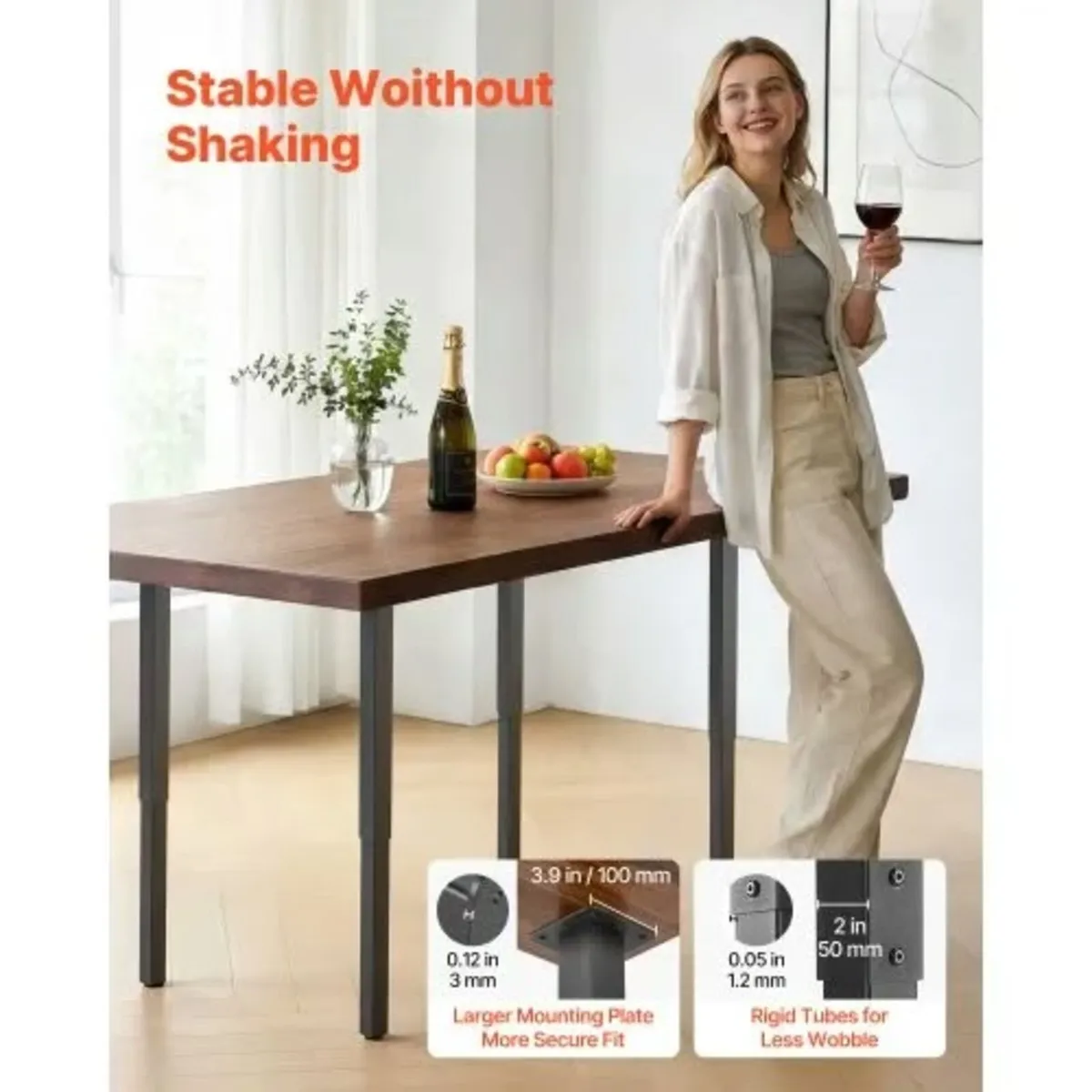 Adjustable Table Legs, 610-1016 mm Square Steel Fu - Image 3