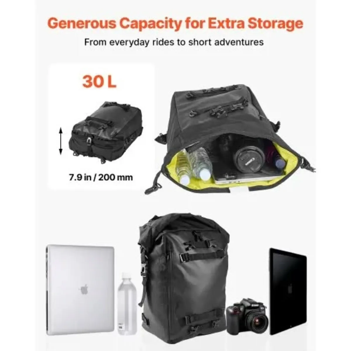 Motorcycle Tail Bag, 30 L Motorcycle Rear Seat Bag - Image 2