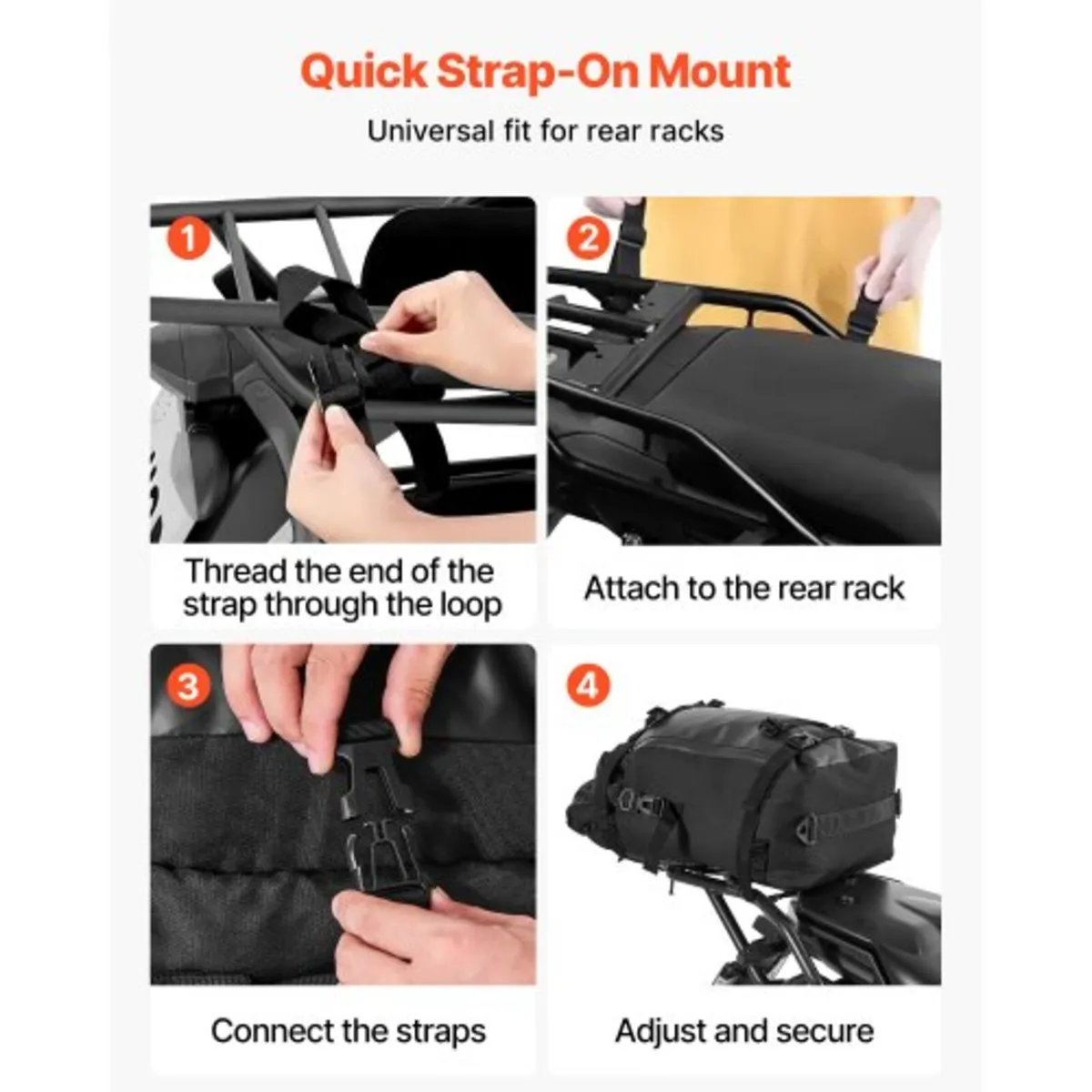 Motorcycle Tail Bag, 30 L Motorcycle Rear Seat Bag - Image 3