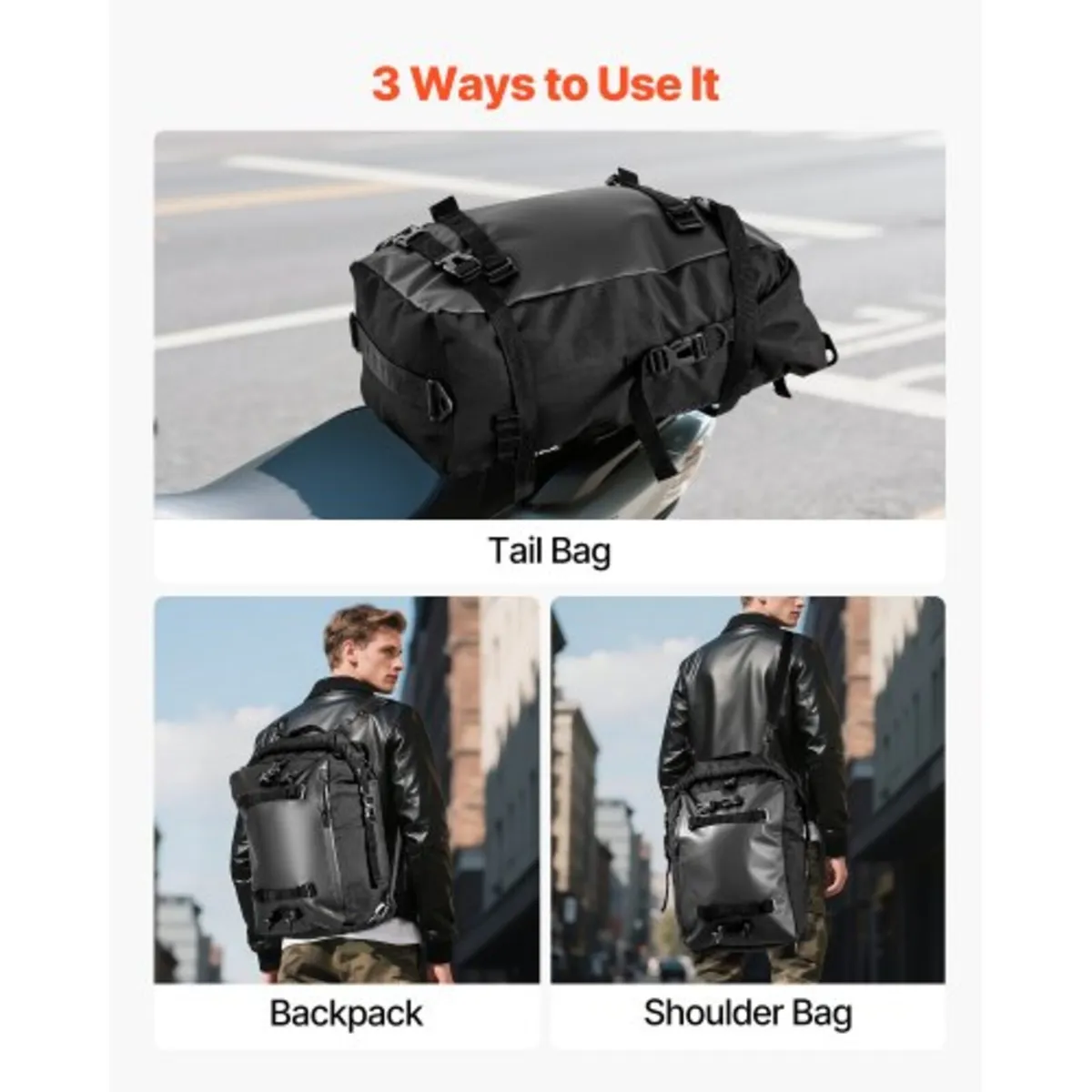 Motorcycle Tail Bag, 30 L Motorcycle Rear Seat Bag - Image 4