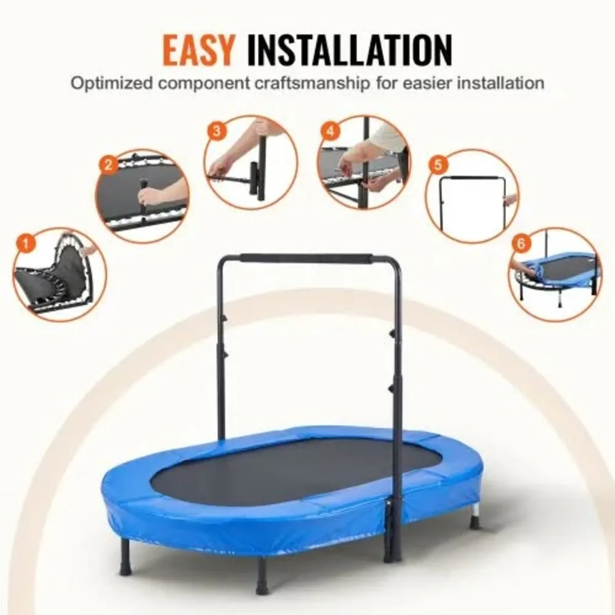 Kids Trampoline, 56x36 inch Indoor Outdoor Trampol - Image 4