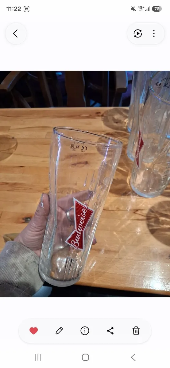 Budweiser Pint glasses x8 - Image 3
