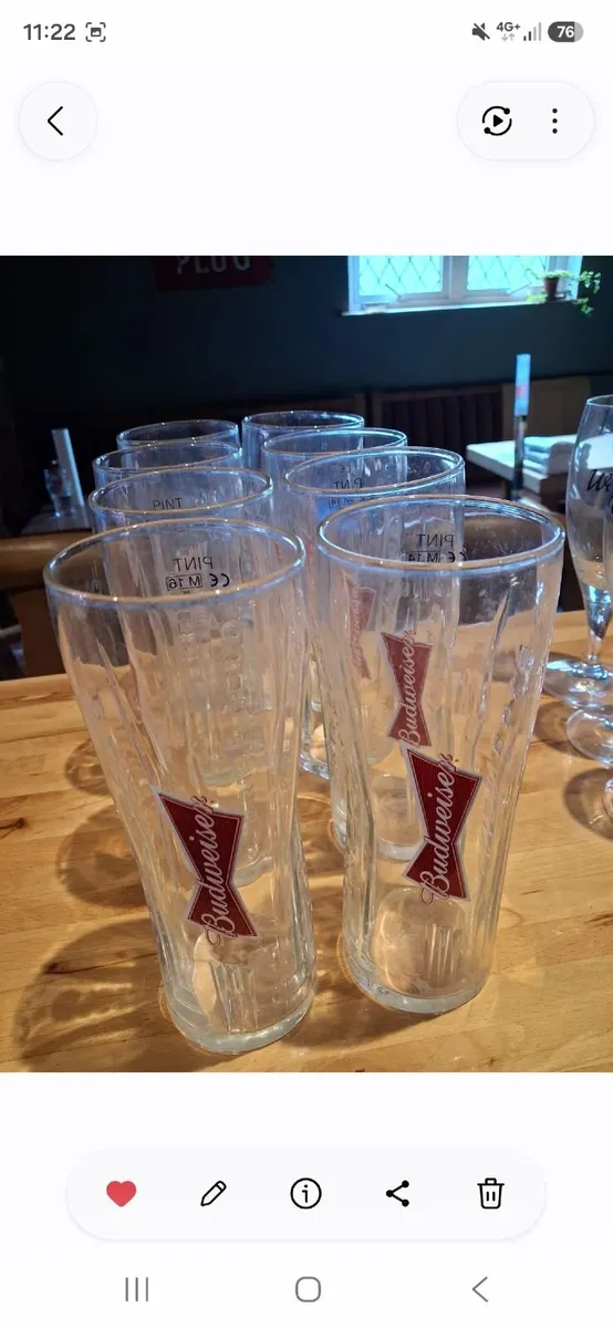Budweiser Pint glasses x8 - Image 1