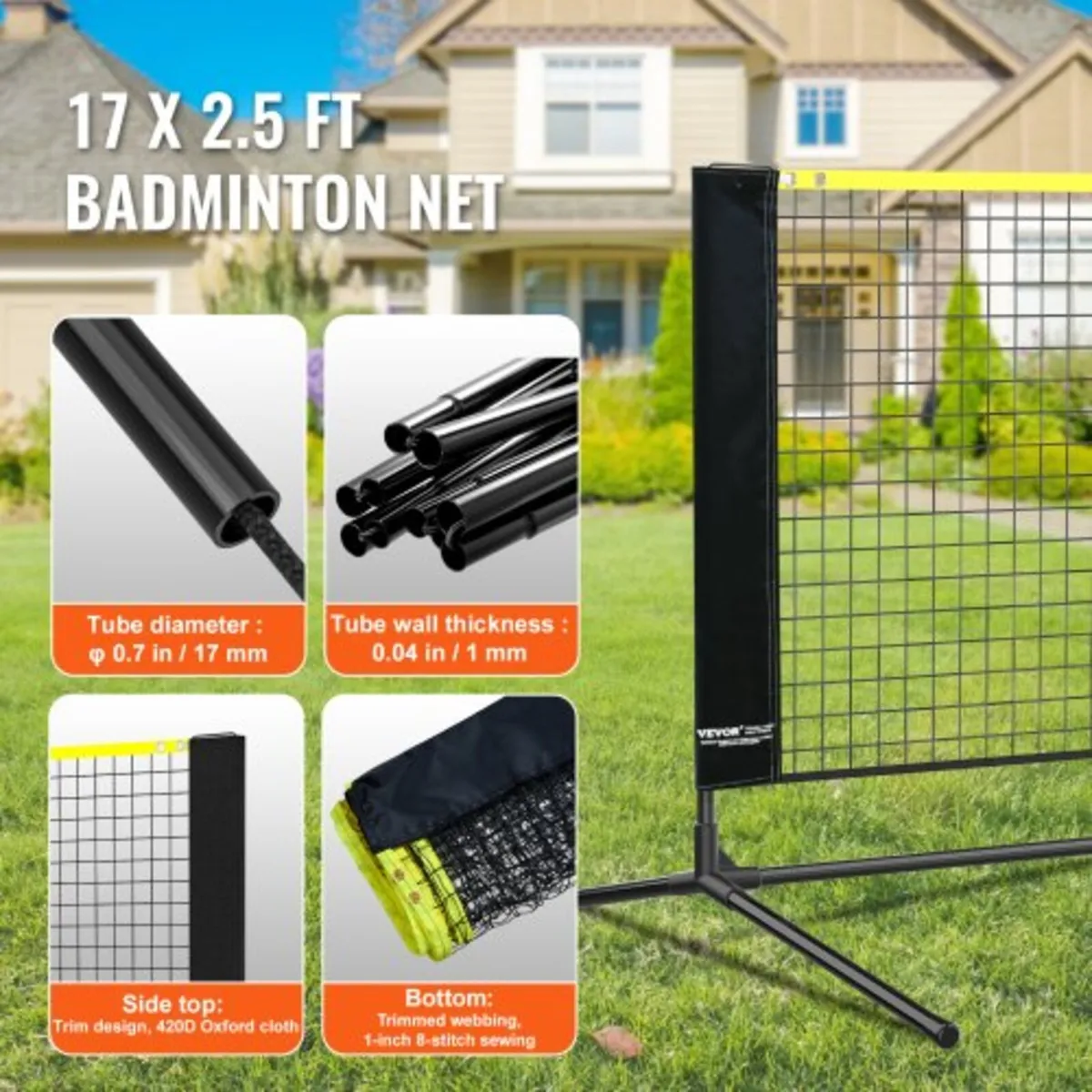 Badminton Net, Height Adjustable Volleyball Net, 1 - Image 3