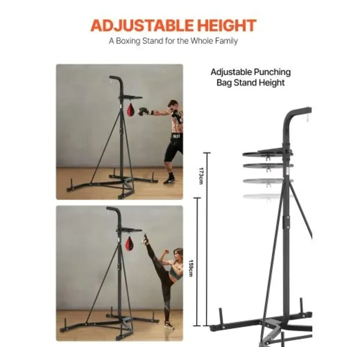 2 in 1 Punching Bag Stand, Steel Heavy Duty Workou - Image 2