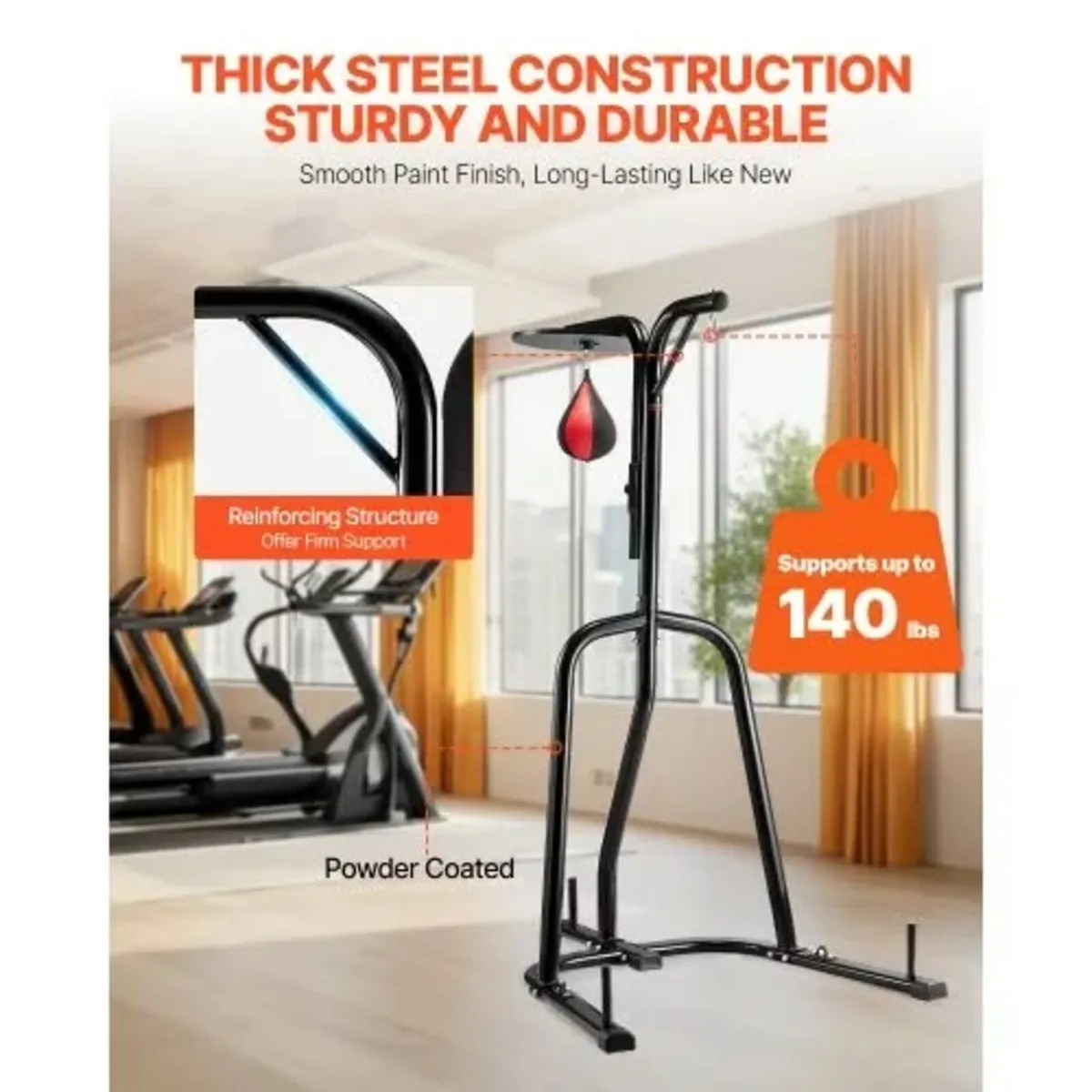2 in 1 Punching Bag Stand, Steel Heavy Duty Workou - Image 3