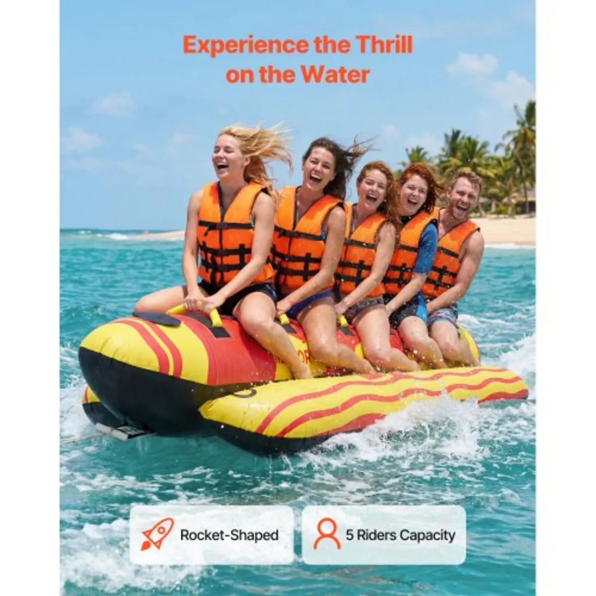 Towable Tubes for Boating, 5 Riders Inflatable Boa - Image 3