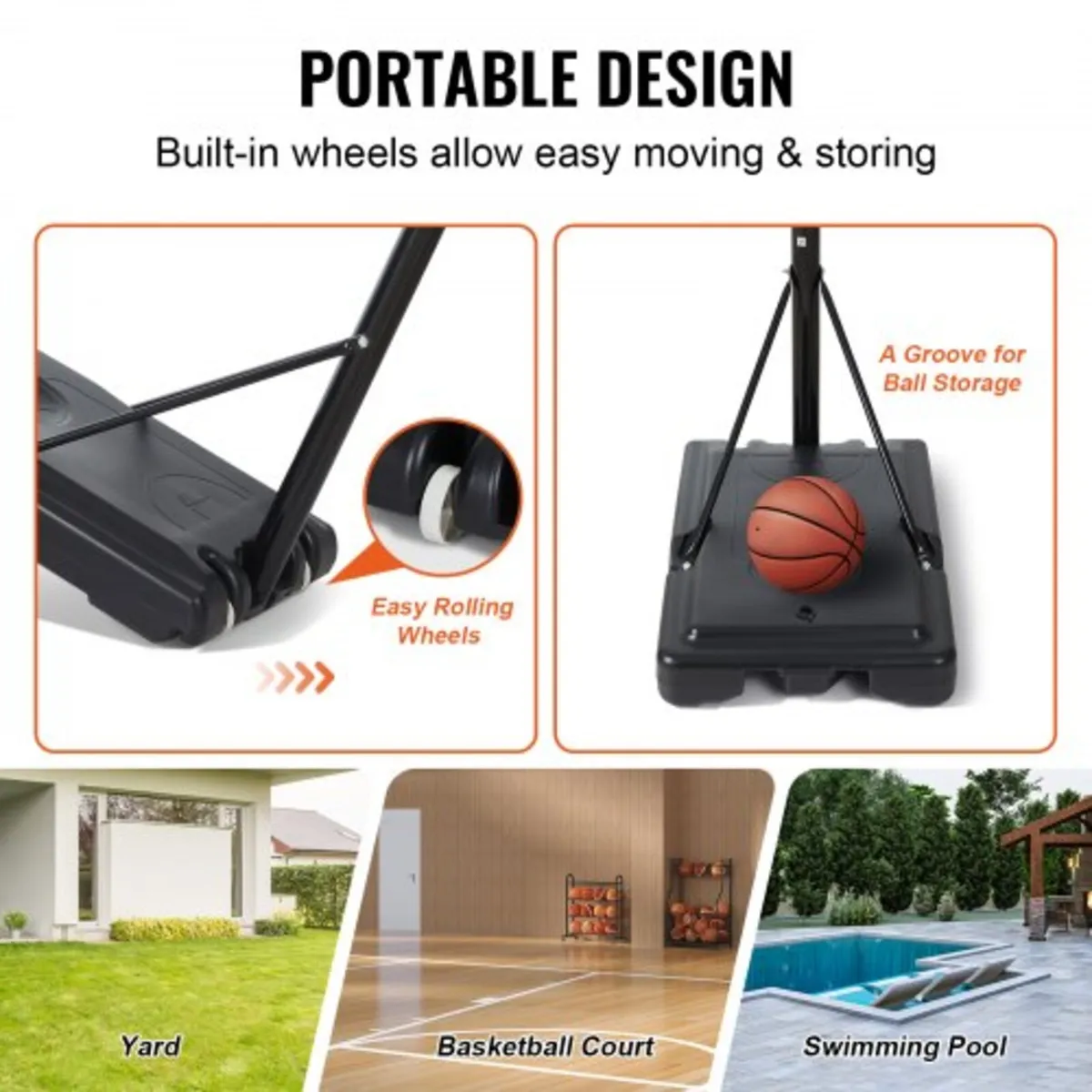 Basketball Hoop, 4-10 ft Adjustable Height Portabl - Image 4