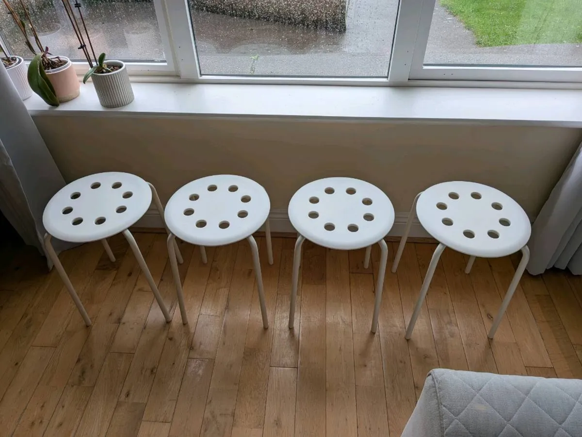 Set of 4 IKEA MARIUS Stools - White - Image 1
