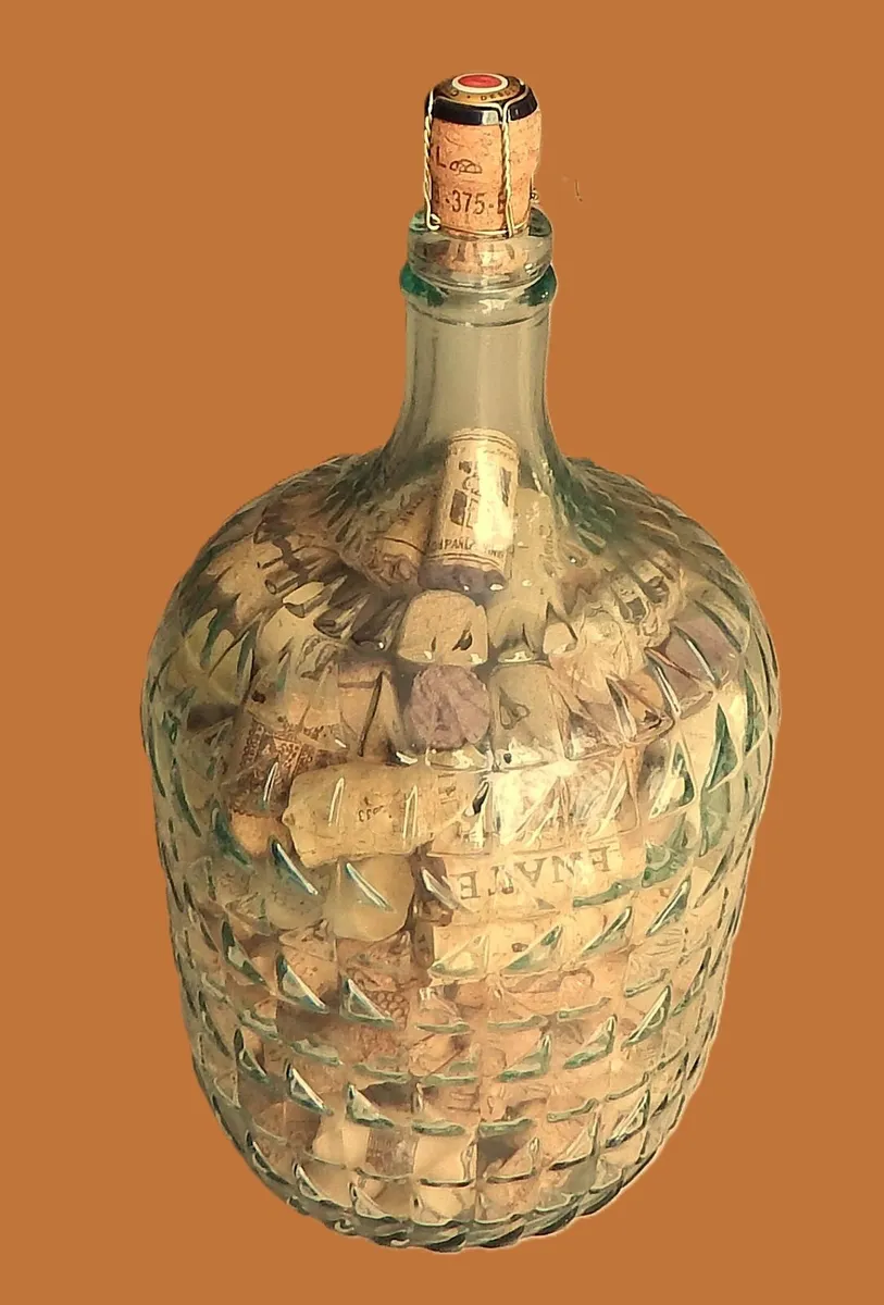 Novelty Ornate Glass Bottle of Wine Corks - Image 1