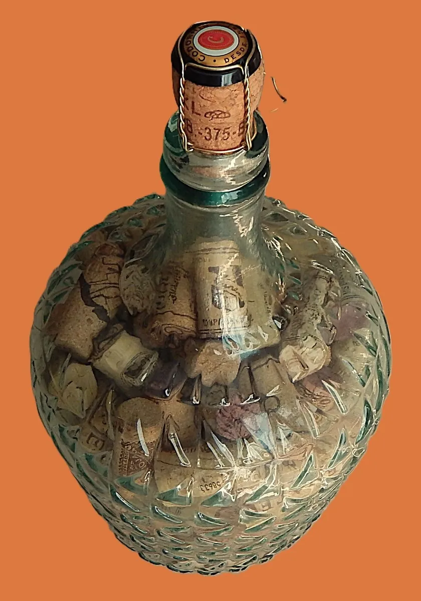 Novelty Ornate Glass Bottle of Wine Corks - Image 2