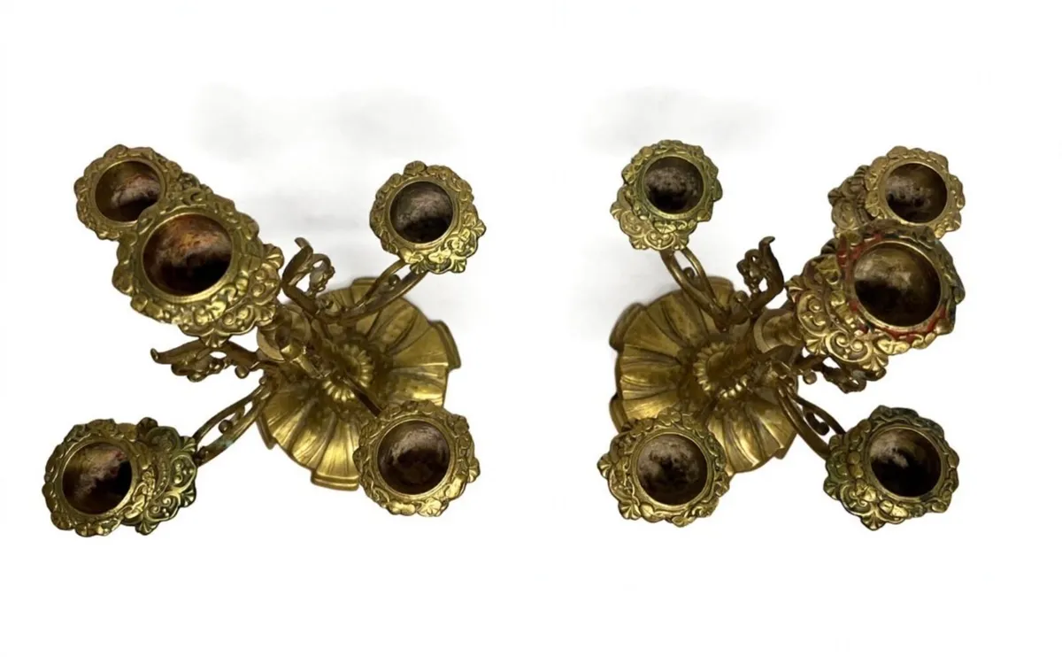 Pair of vintage ornate 5 branch candelabras - Image 3