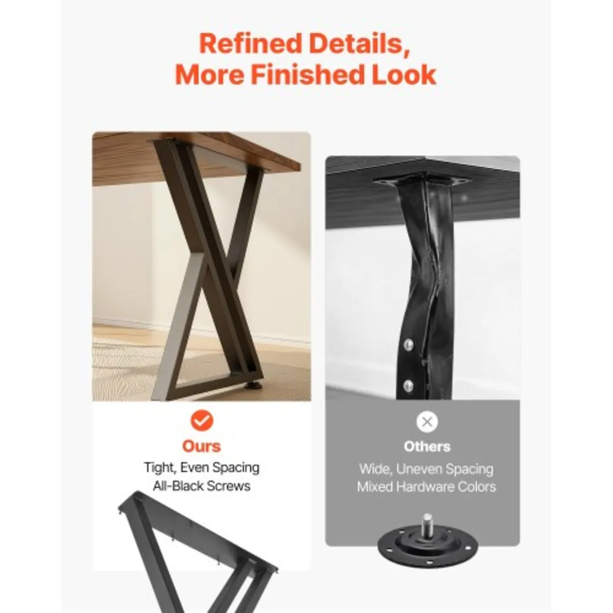 Table Legs, 29.1" H x 24" W Steel Furniture Legs, - Image 4