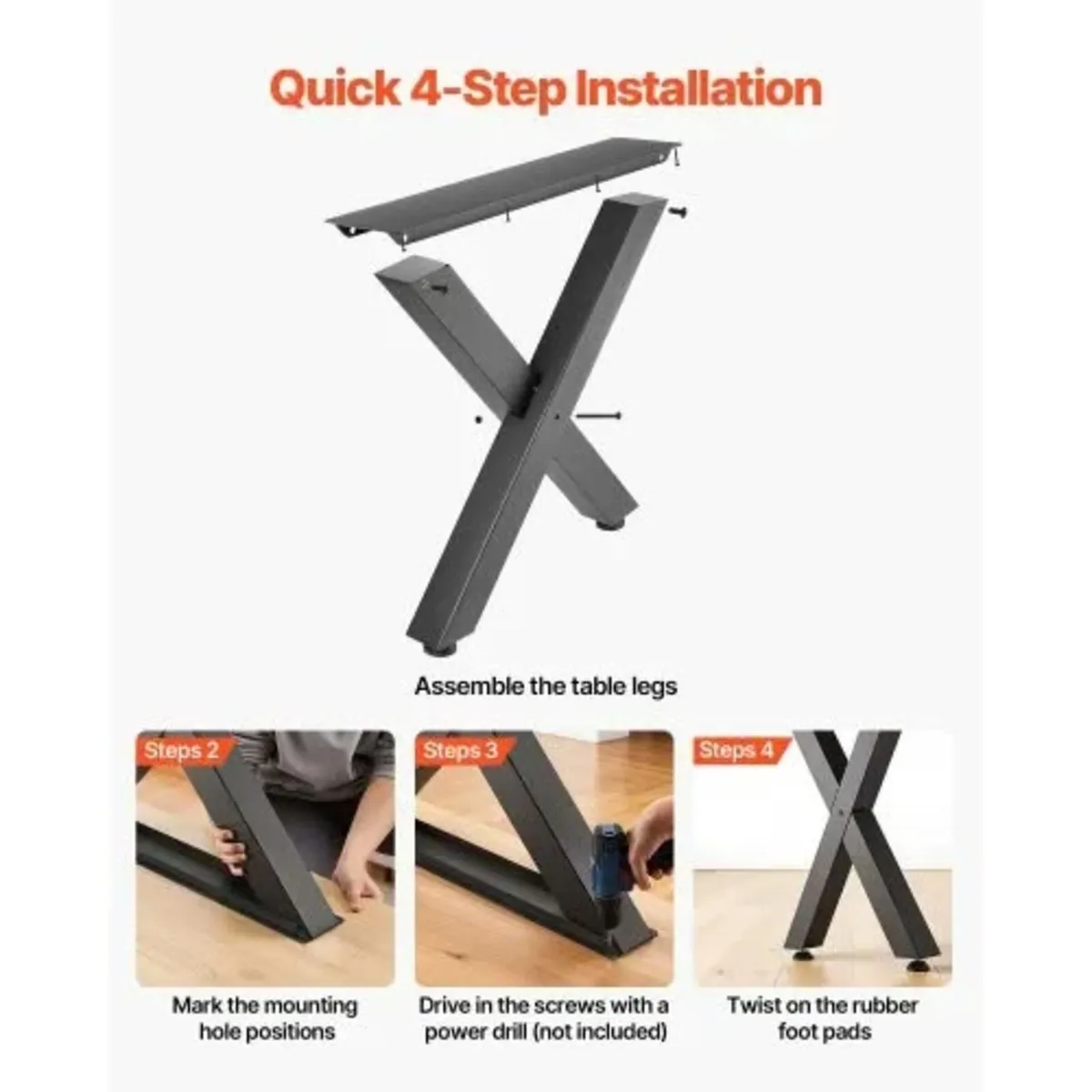 Table Legs, 750 x 600 mm (H x W) Steel Furniture L - Image 4