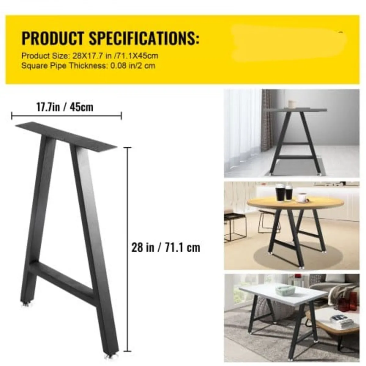 Metal Table Legs 28 x 17.7 inch A-Shaped Desk Legs - Image 2