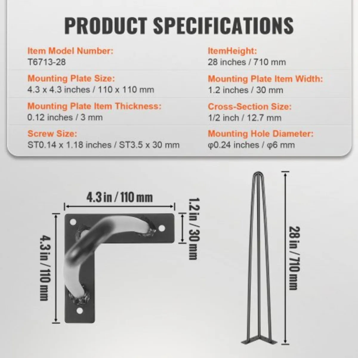 Hairpin Table Legs 0.7M, Set of 4 Desk Legs 408.2K - Image 4